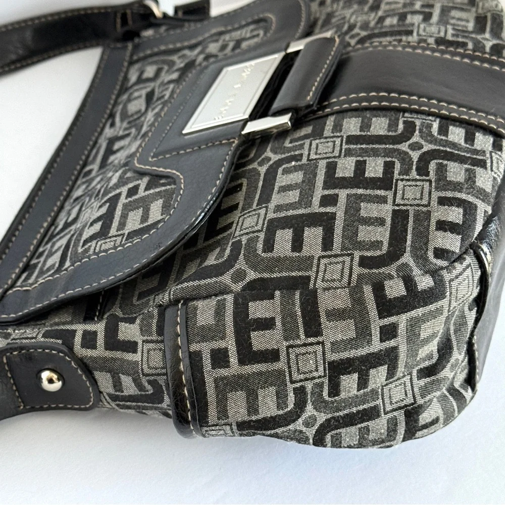 Emma James Black and Gray Patterned Shoulder Crossbody HandBag